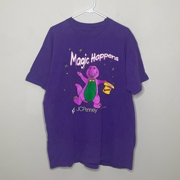Vintage Barney Magic Happens The Dinosaur T Shirt - Picture 1 of 3